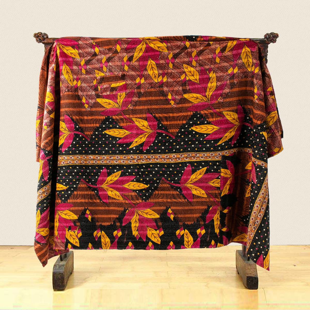 Vintage Patchwork Indian Brown Kantha Quilt VK 31-28