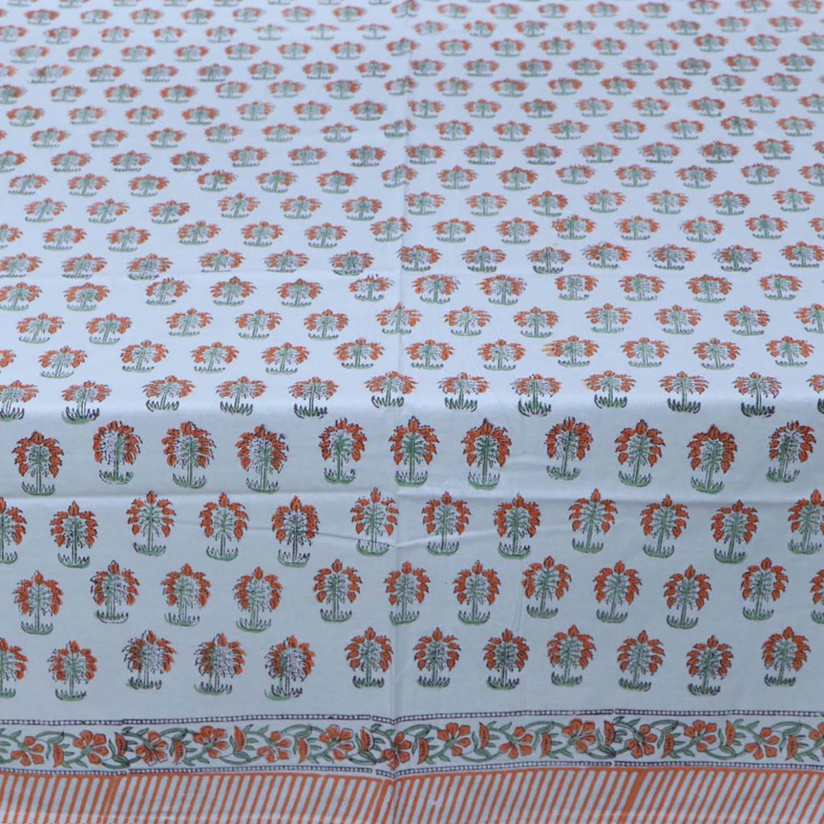 Orange Palm Trees Block Printed Rectangle Tablecloth Table Cover