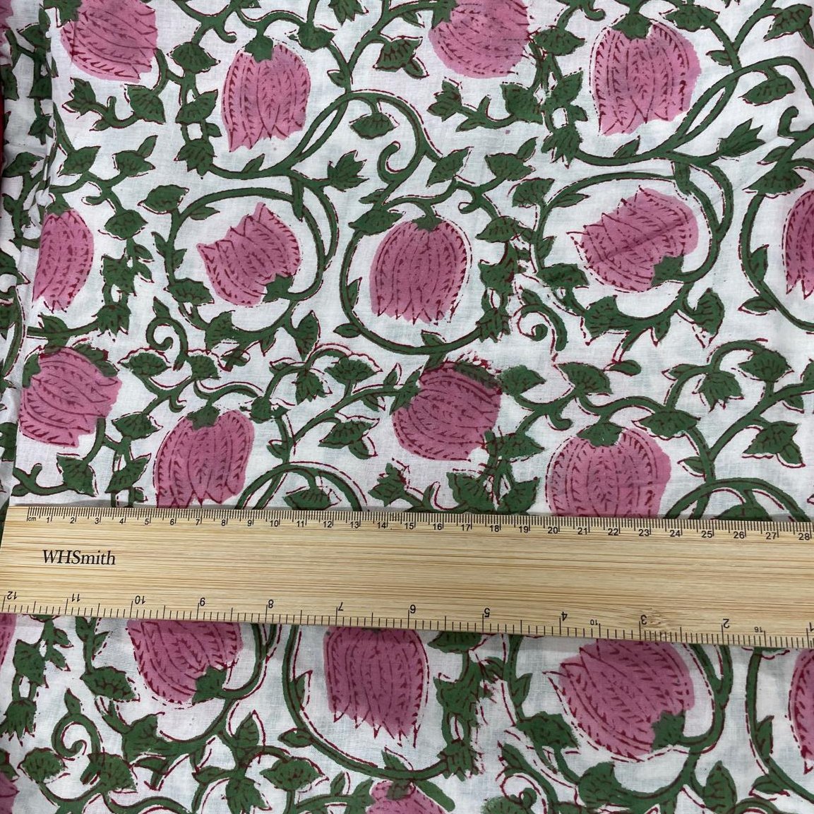 Indian Hand Block Print Pink Floral 100% Baumwolle Damen Kleid Stoffdesign 29