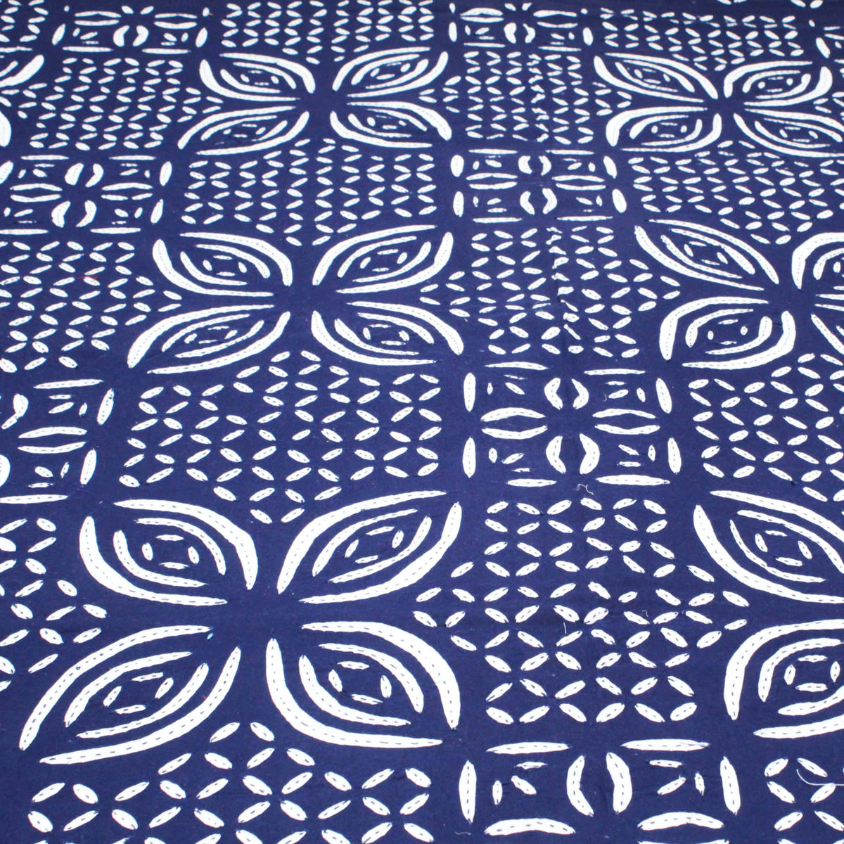 Navy Blue Indian Applique Cutwork Kantha Bedspread,Queen Size Bed Cover, Bohemian Reversible bedspread, Handmade Bohemian quilt.