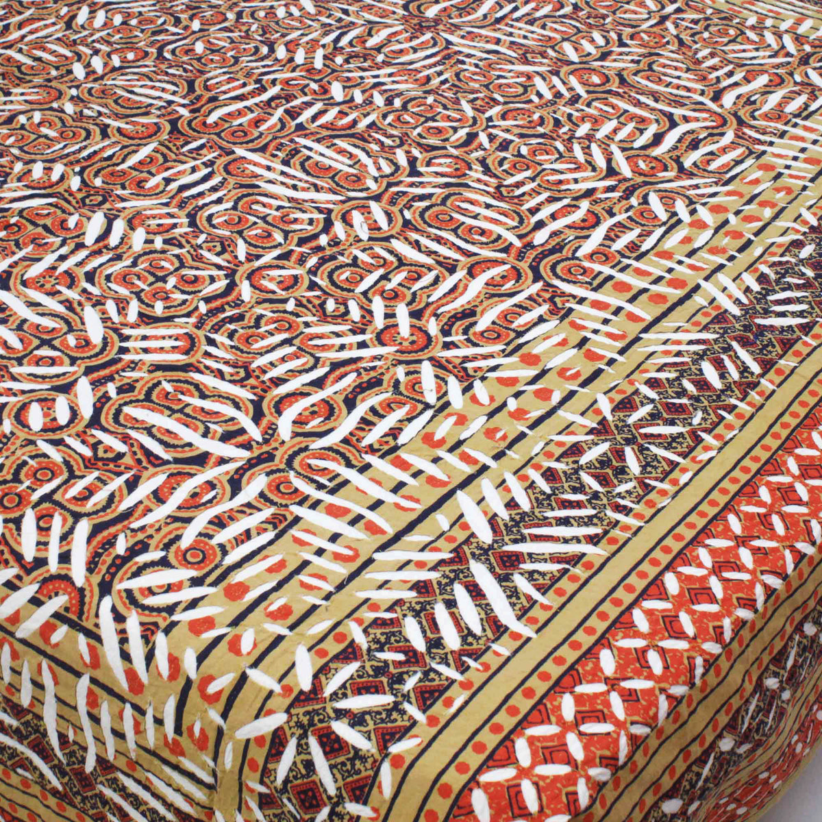 Ajarakh Cutwork Bohemian Applique Kantha Bedspread