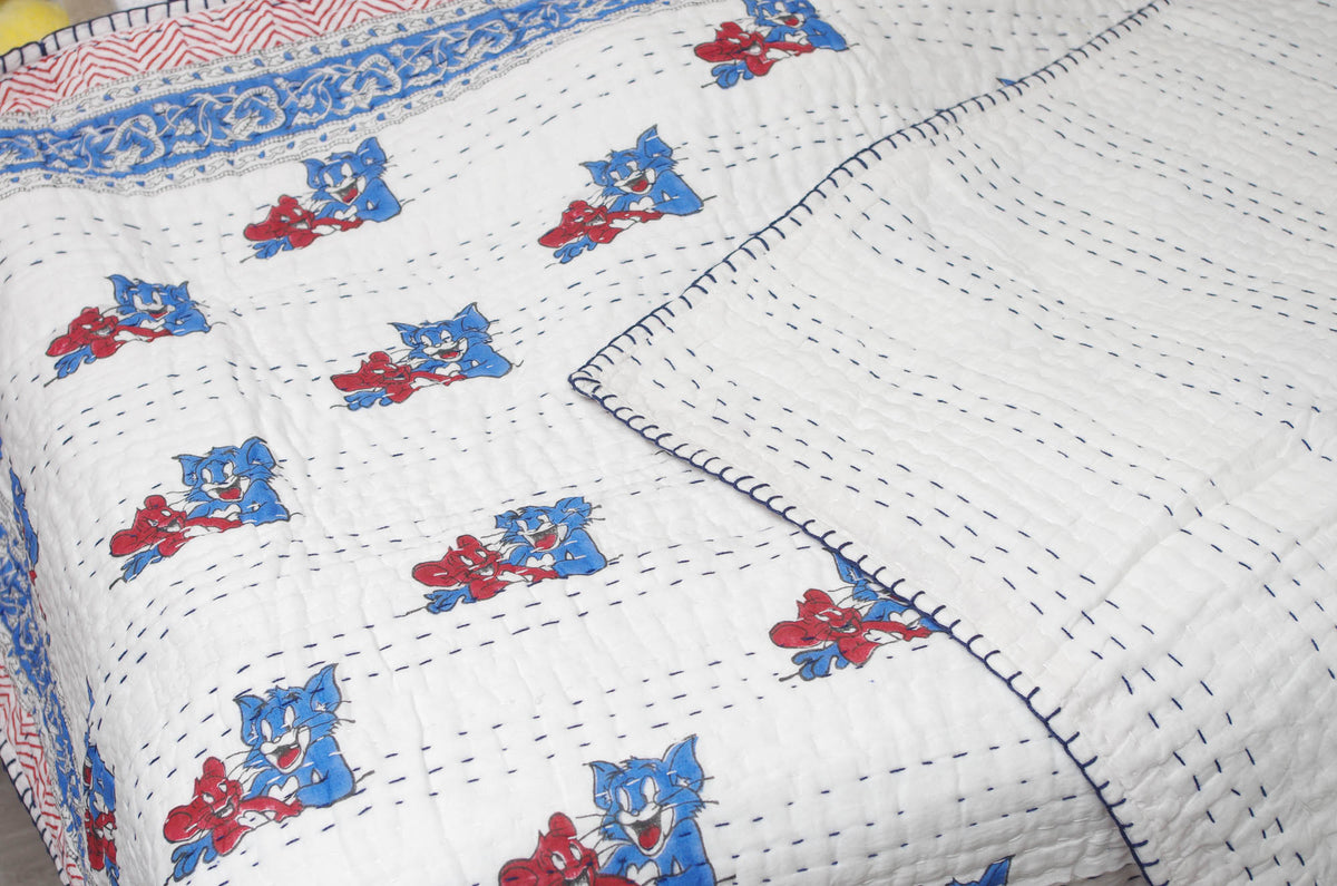 New Baby Pure Soft Cotton Filling Kantha Blanket Quilt BQ11