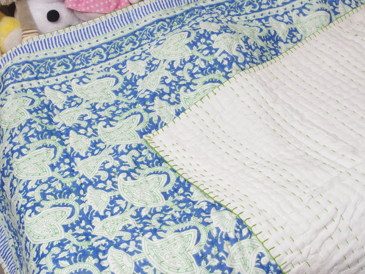 New Baby Pure Soft Cotton Filling Kantha Blanket Quilt BQ15