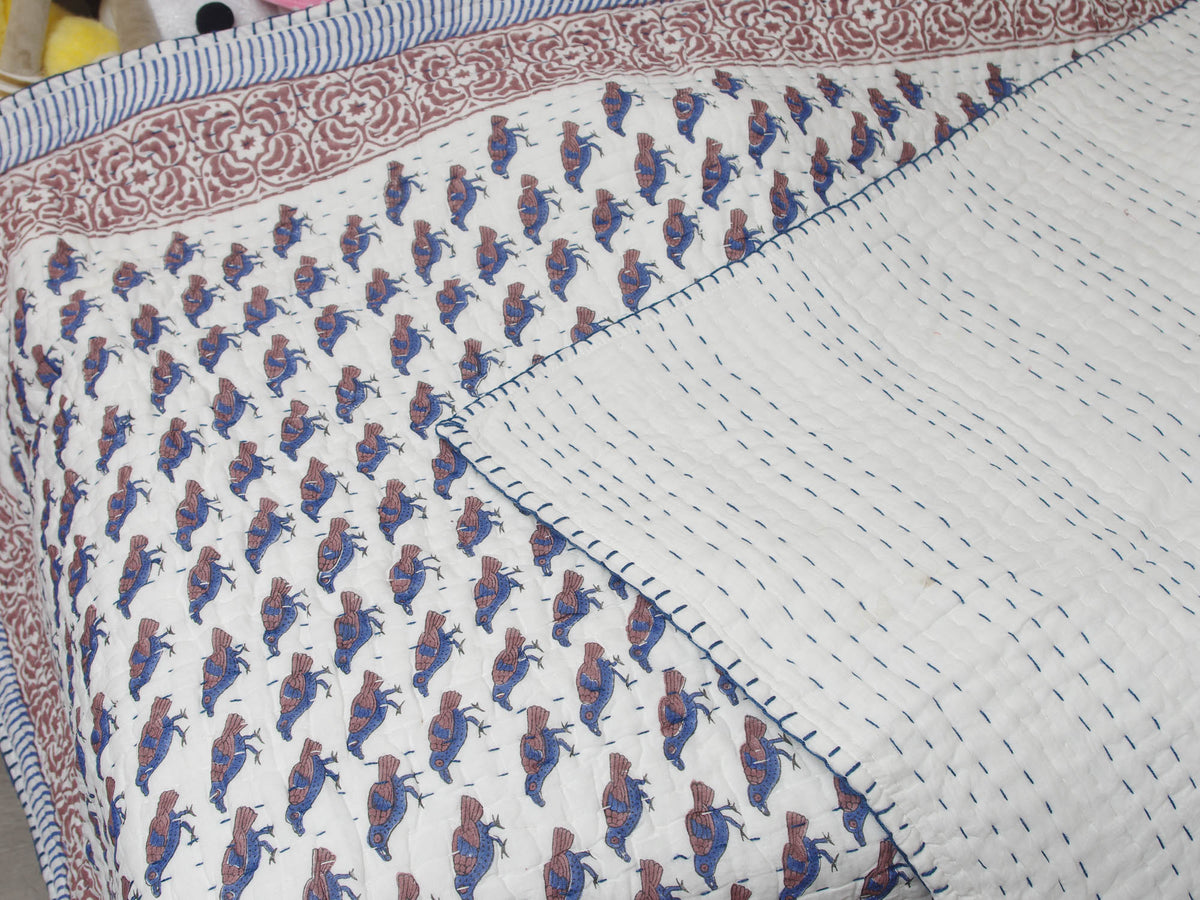 Kantha Blanket Quilt BQ17 aus reiner weicher Baumwolle für Babys