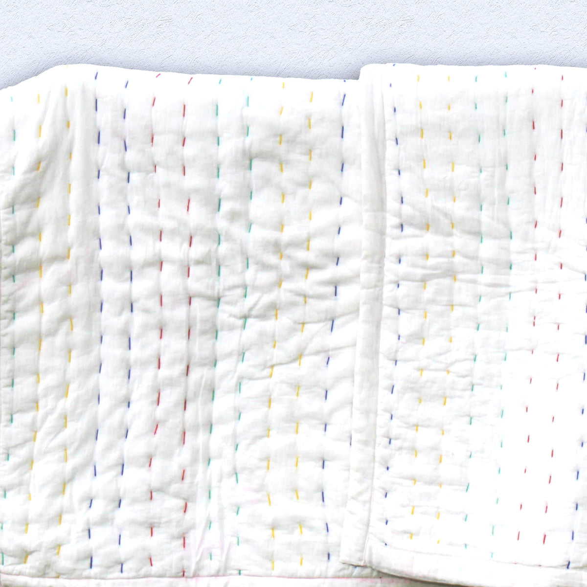 White Cotton Quilted Soft Baby Kantha Quilt