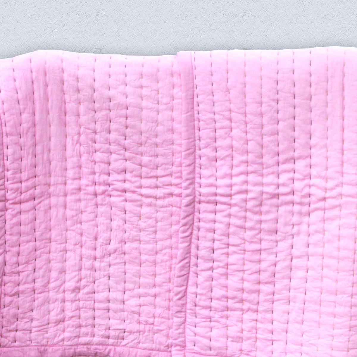 Baby Pink Cotton Quilted Soft Baby Kantha Quilt