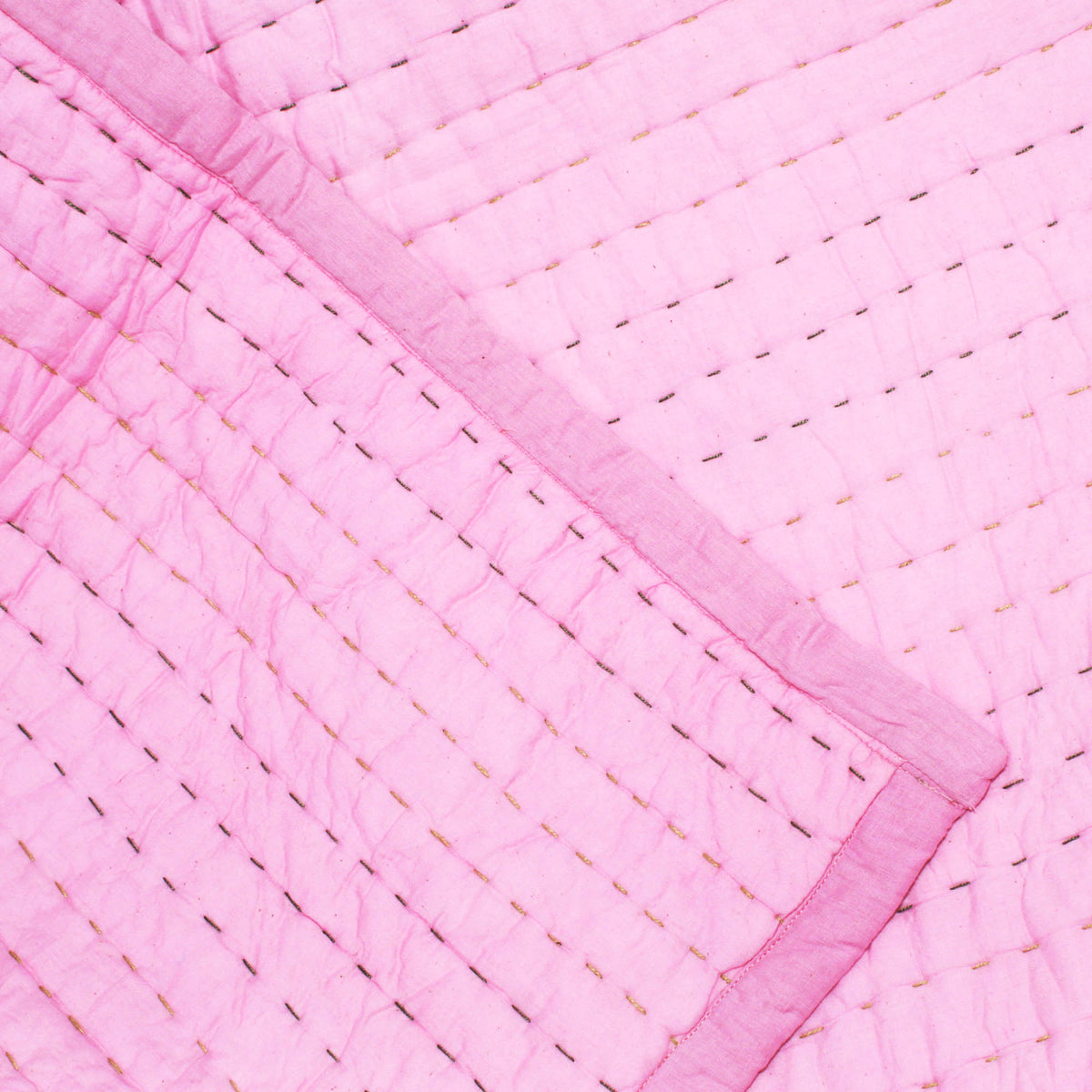 Baby Pink Cotton Quilted Soft Baby Kantha Quilt