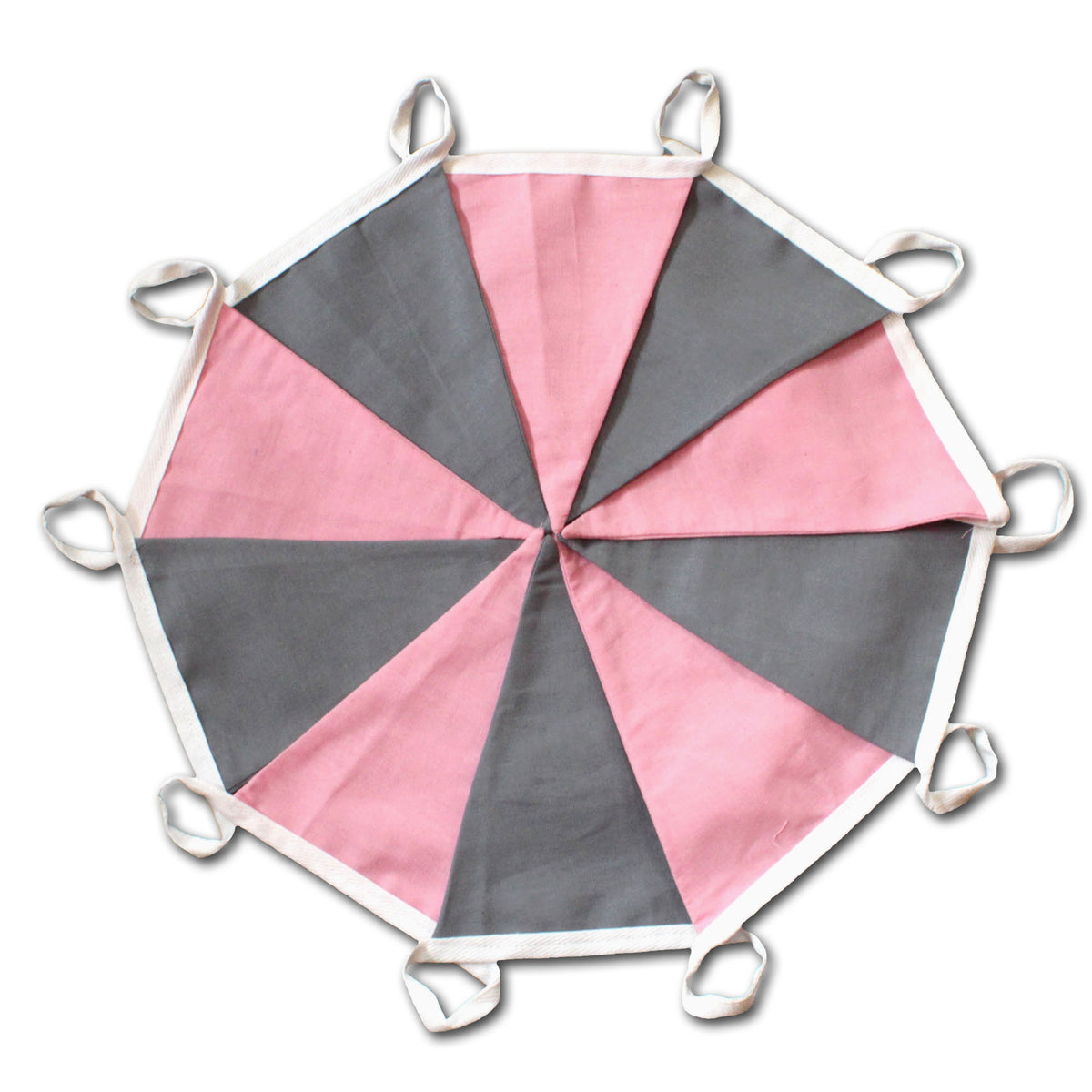 Wimpelkette aus doppellagigem Stoff in Rosa und Grau, 10 Fahnen, 2,5 m