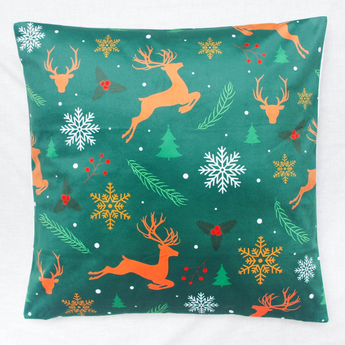 Velvet Christmas Cushion Cover-Green