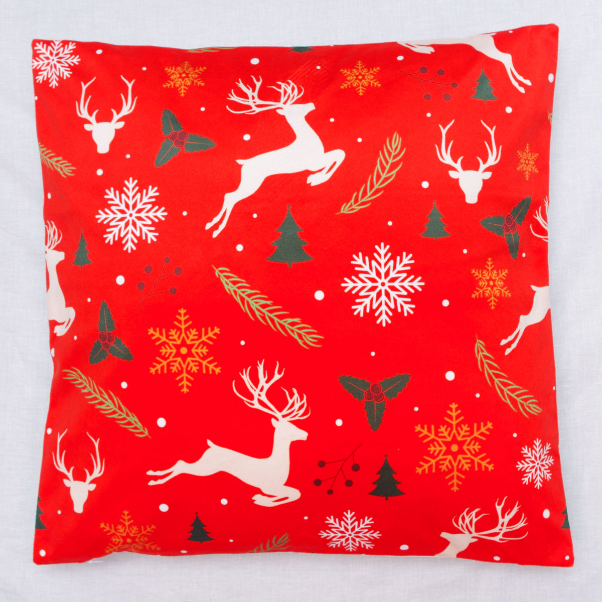 Velvet Christmas Cushion Cover- Multicolour Red
