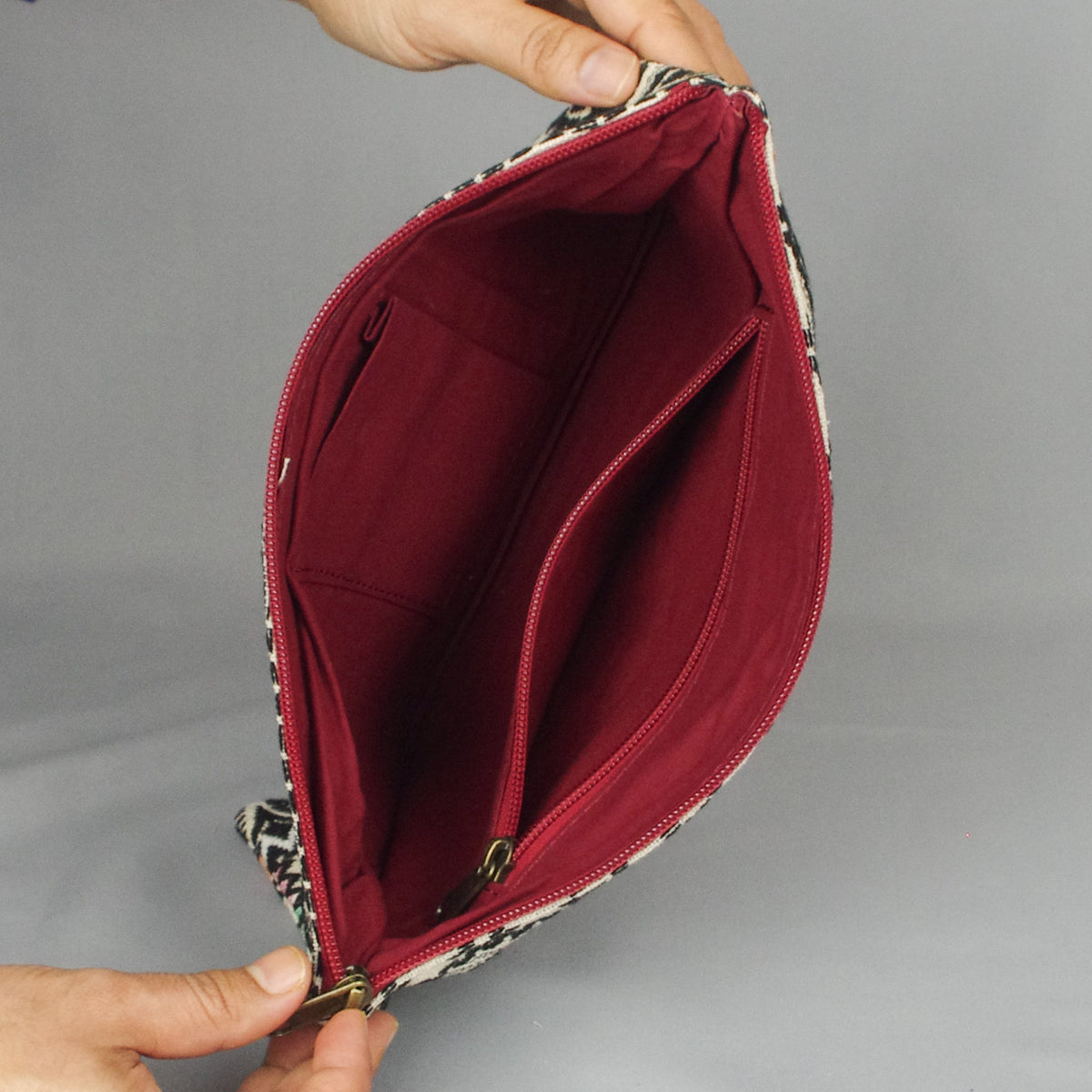 Boho Handloom Weave Clutch Bag - Schwarz