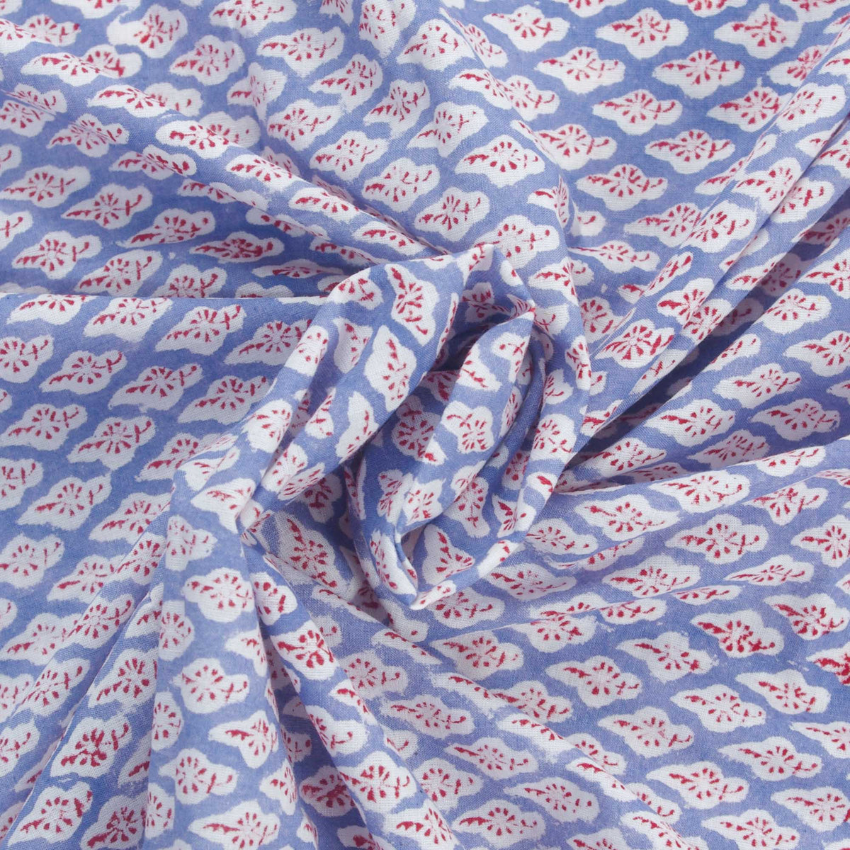 Indischer Handblock, 100 % Baumwolle, rotes Motiv auf lila, grauem Damenkleid, Stoff, Design 122