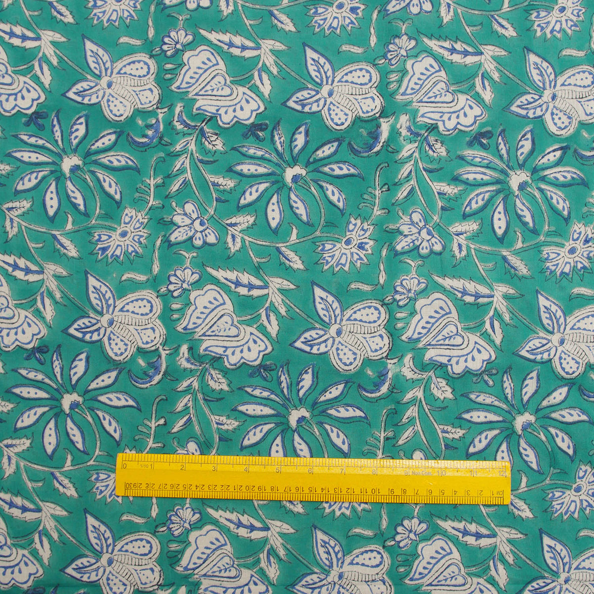 Indian Hand Block 100% Cotton Green Women Dress Fabric Cloth Design 123