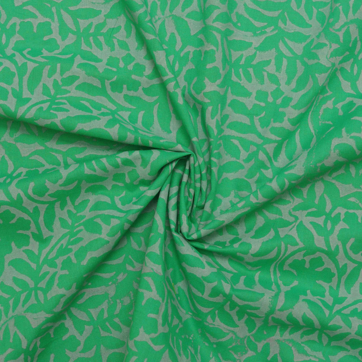 Indian Hand Block Gad Print 100% Cotton Green Grey Floral Women Dress Fabric Design 156