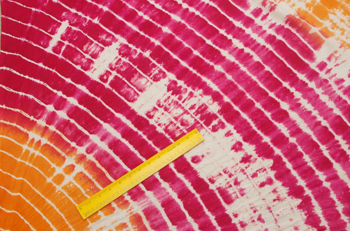 Nahtloses Muster Pink Orange Shibori Tie And Dye Handarbeit Stoff Damen Kleid CottonFabric Design 159