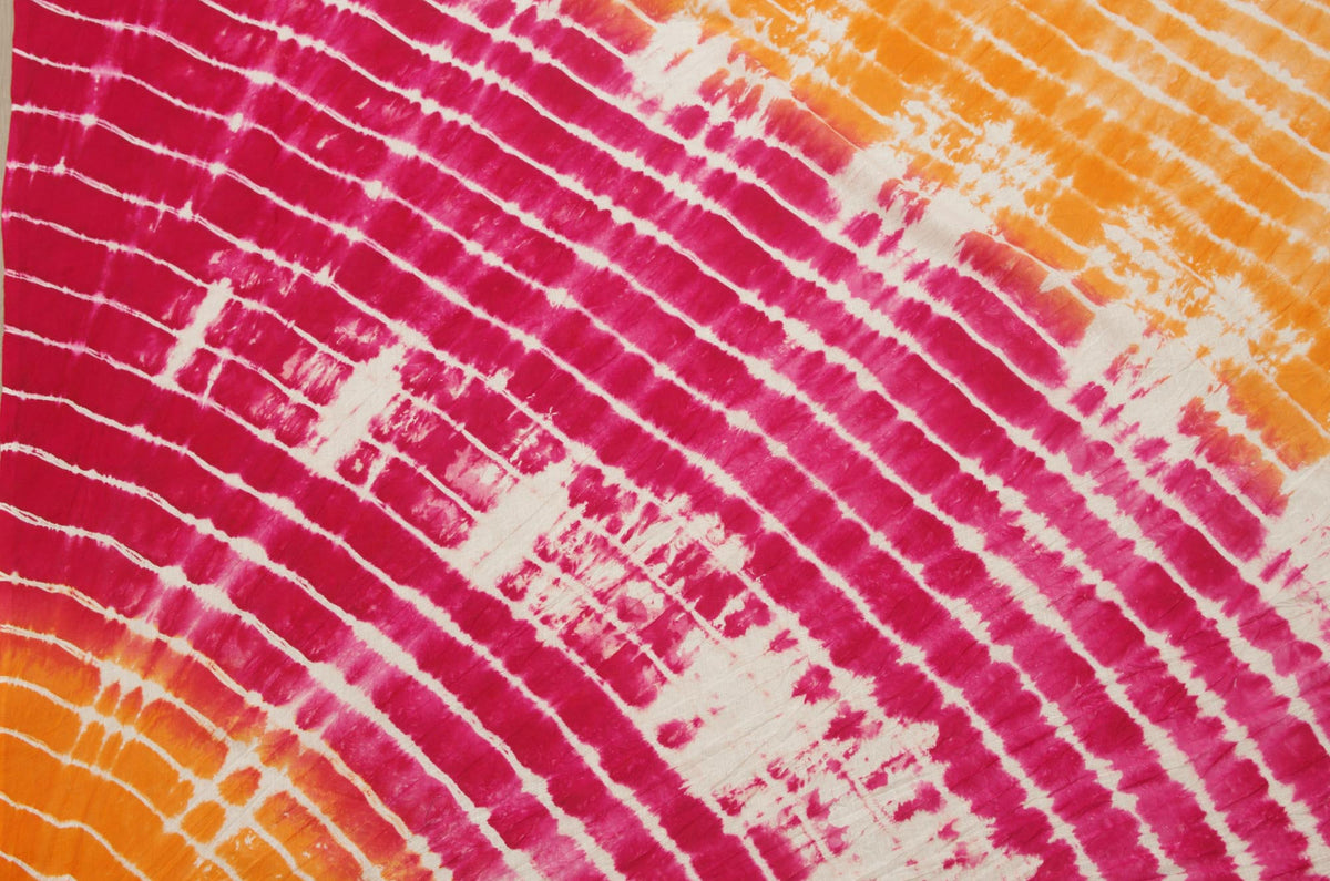 Seamless Pattern Pink Orange Shibori Tie And Dye Handmade Fabric Women Dress CottonFabric Design 159