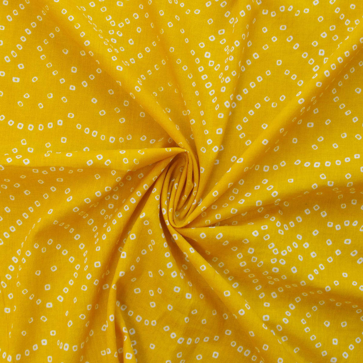 Hand Screen Printed 100% Cotton Yellow Bandhani Women Dress Fabric Design 163