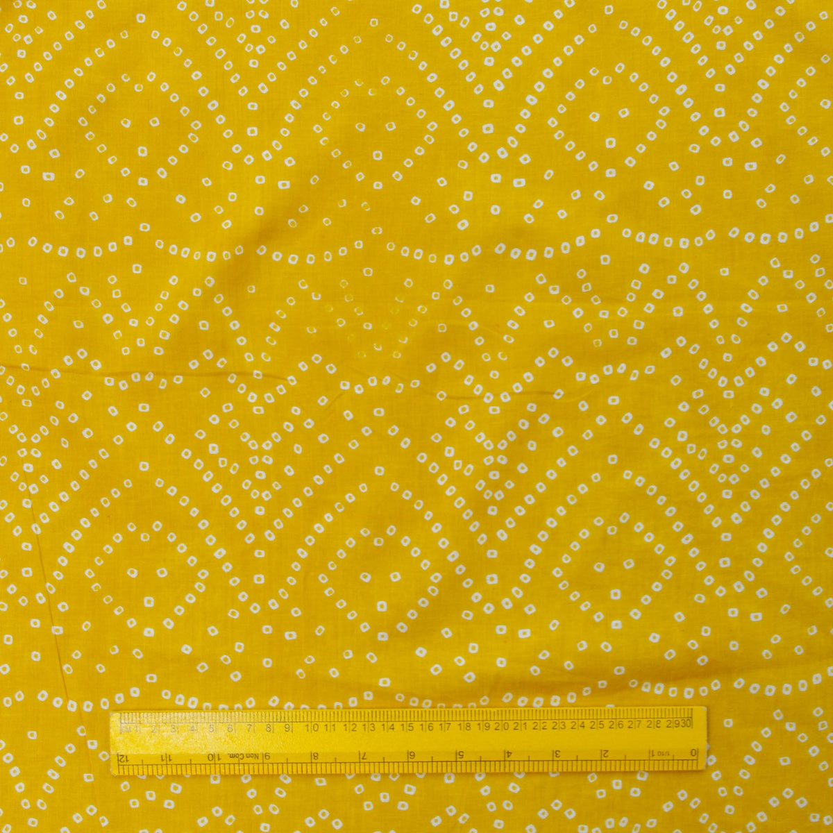 Hand Screen Printed 100% Cotton Yellow Bandhani Women Dress Fabric Design 163