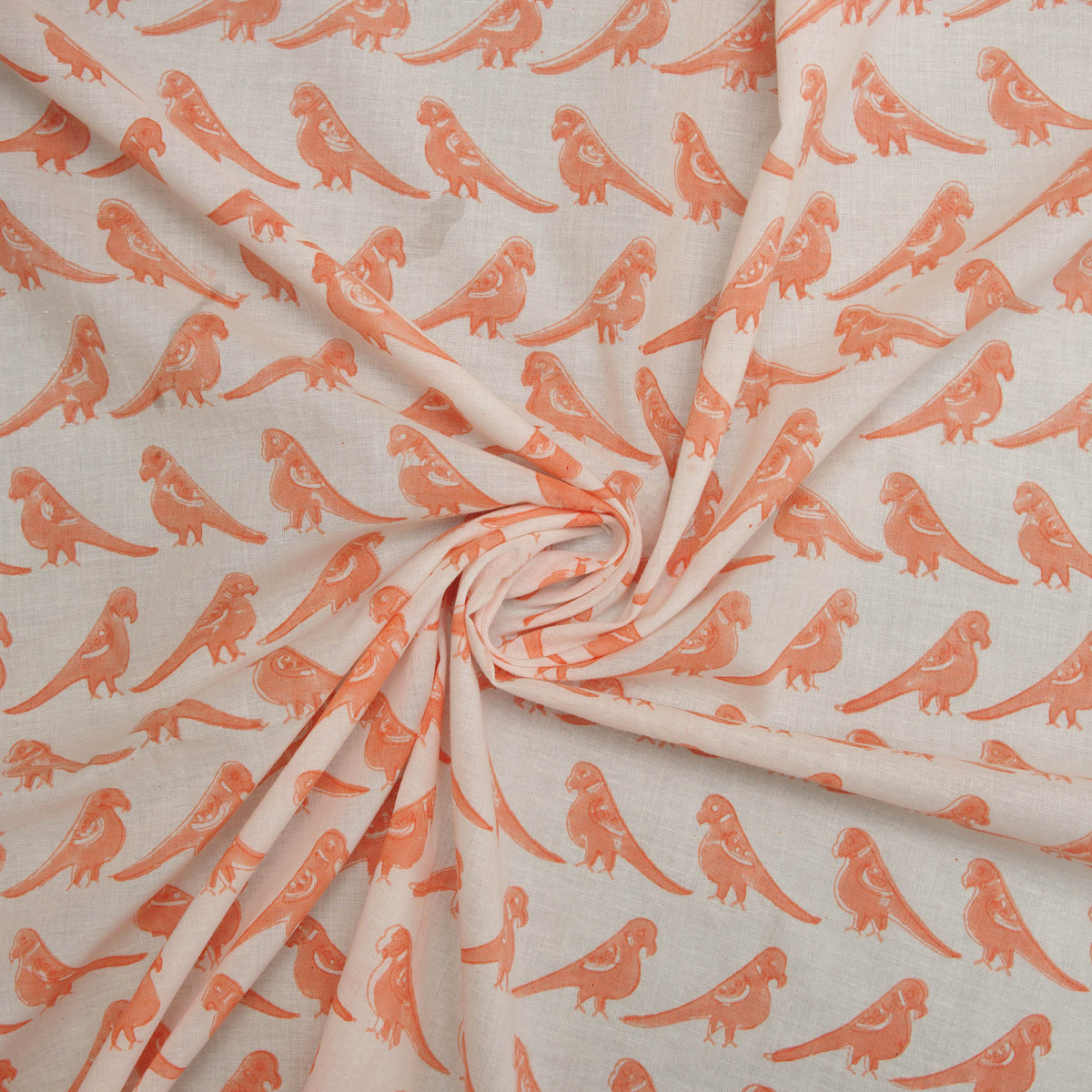 Block Print Parrot Bird Pattern 100 % Cotton Fabric Design 168