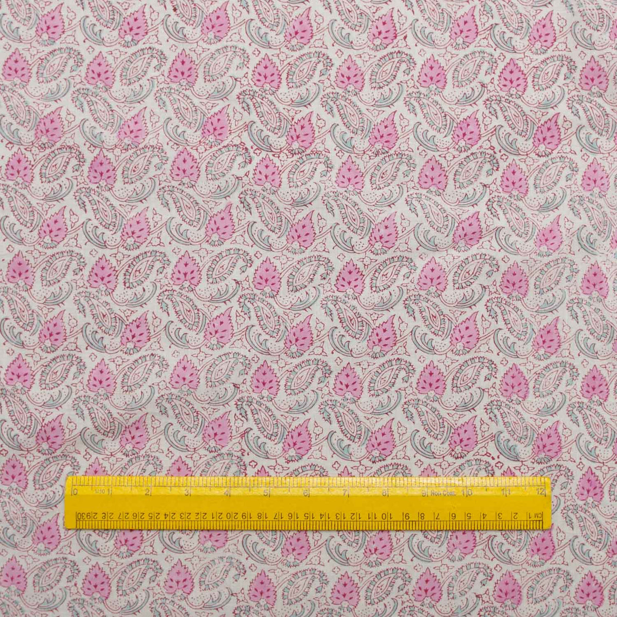 Indian Hand Block Print Pink Leaf 100% Cotton Women Dress Fabric Design 210