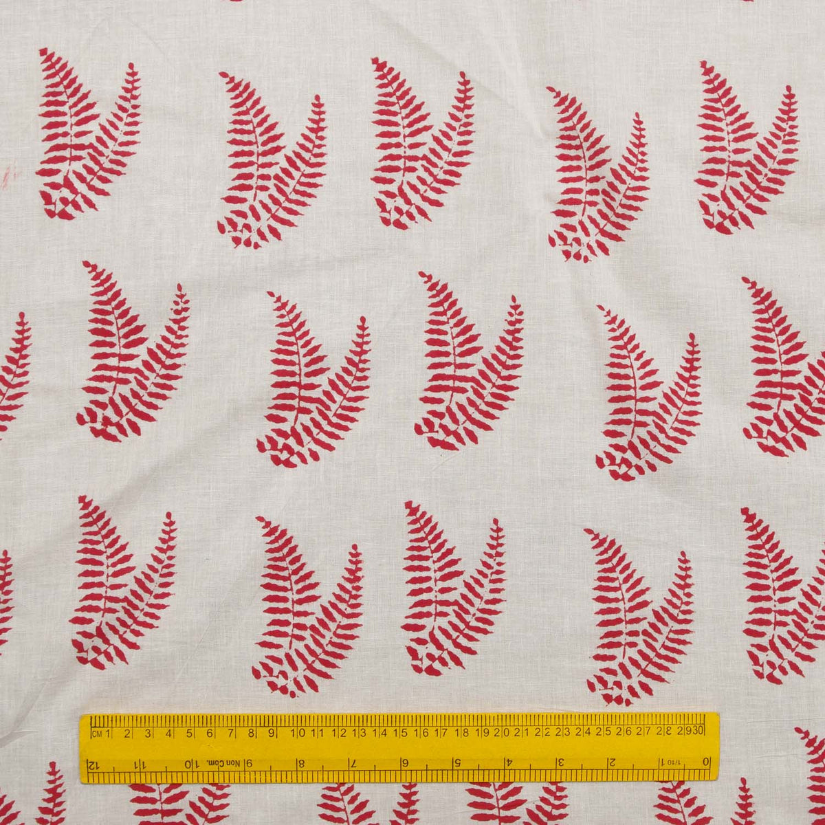 Indian Hand Block Print Red Farn Leaf 100% Baumwolle Damen Kleid Stoff Design 217