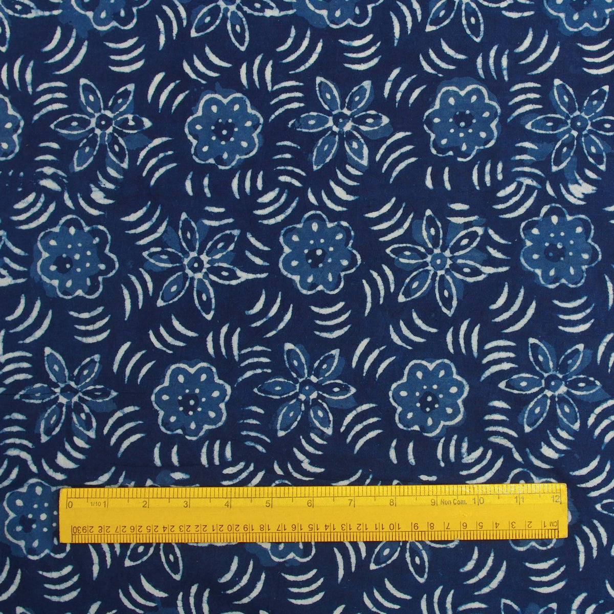 Indigo Dabu Floral Pattern Hand Block Printed 100% Cotton Fabric Design 264