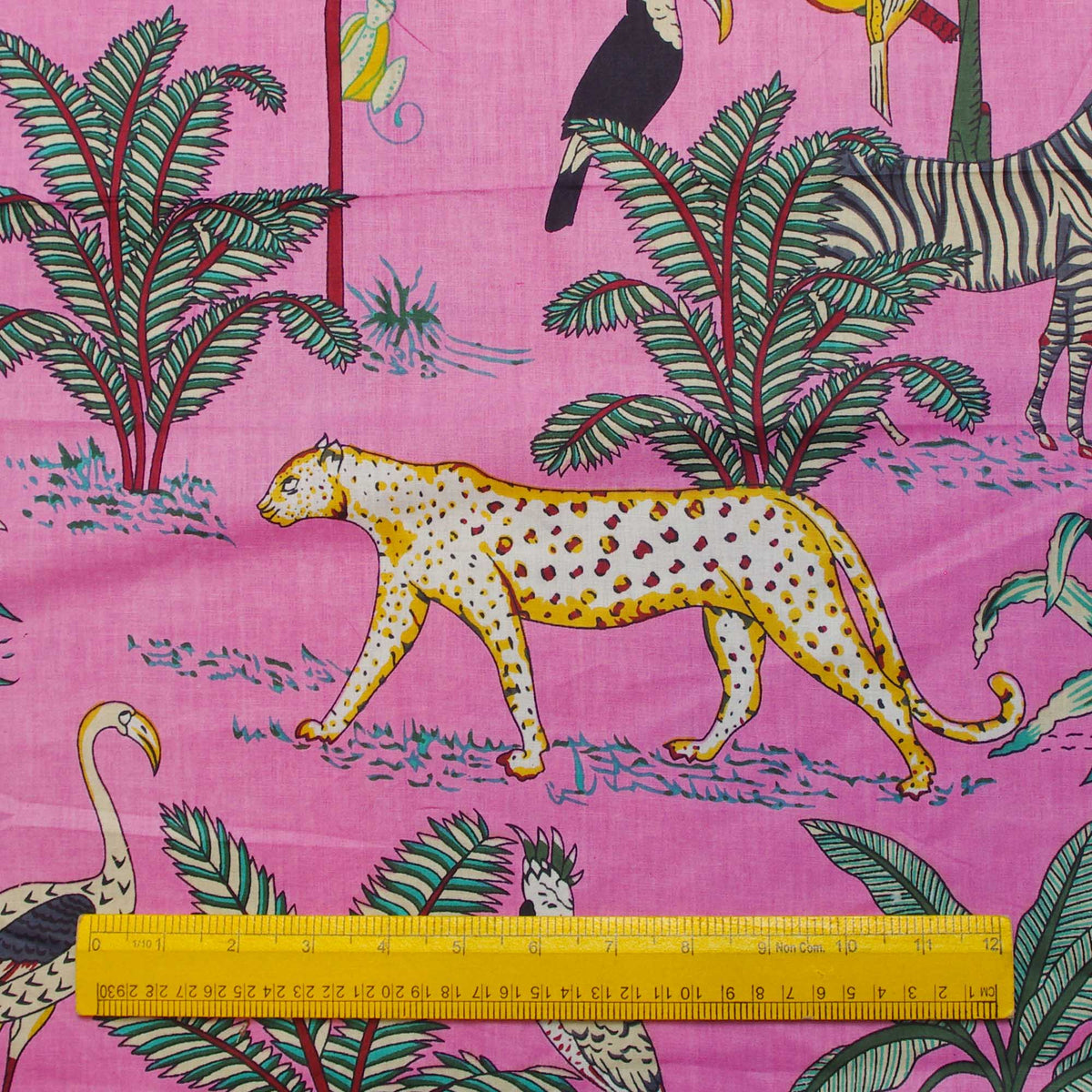 Pink Panther Hand Screen Printed Cotton Fabric Design 299
