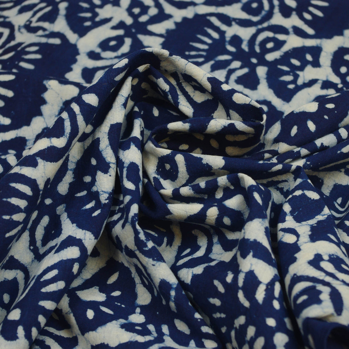 Hand Block Printed Dabu Natural Indigo 100% Cotton Fabric Design 321