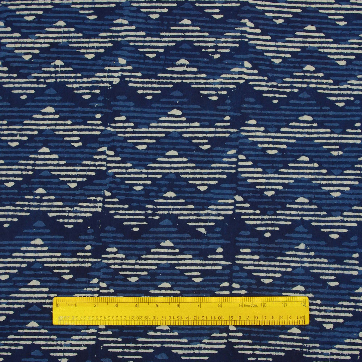 Hand Block Printed Dabu Natural Indigo Zigzag Pattern 100% Cotton Fabric Design 322