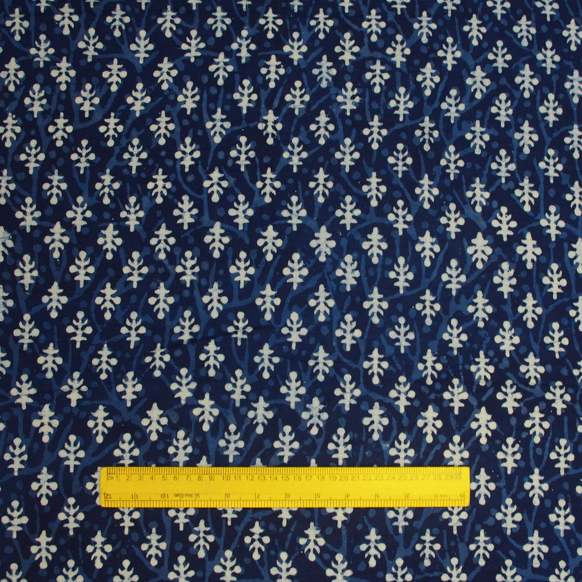 Hand Block Printed Dabu Natural Indigo Small Booti 100% Cotton Fabric Design 323