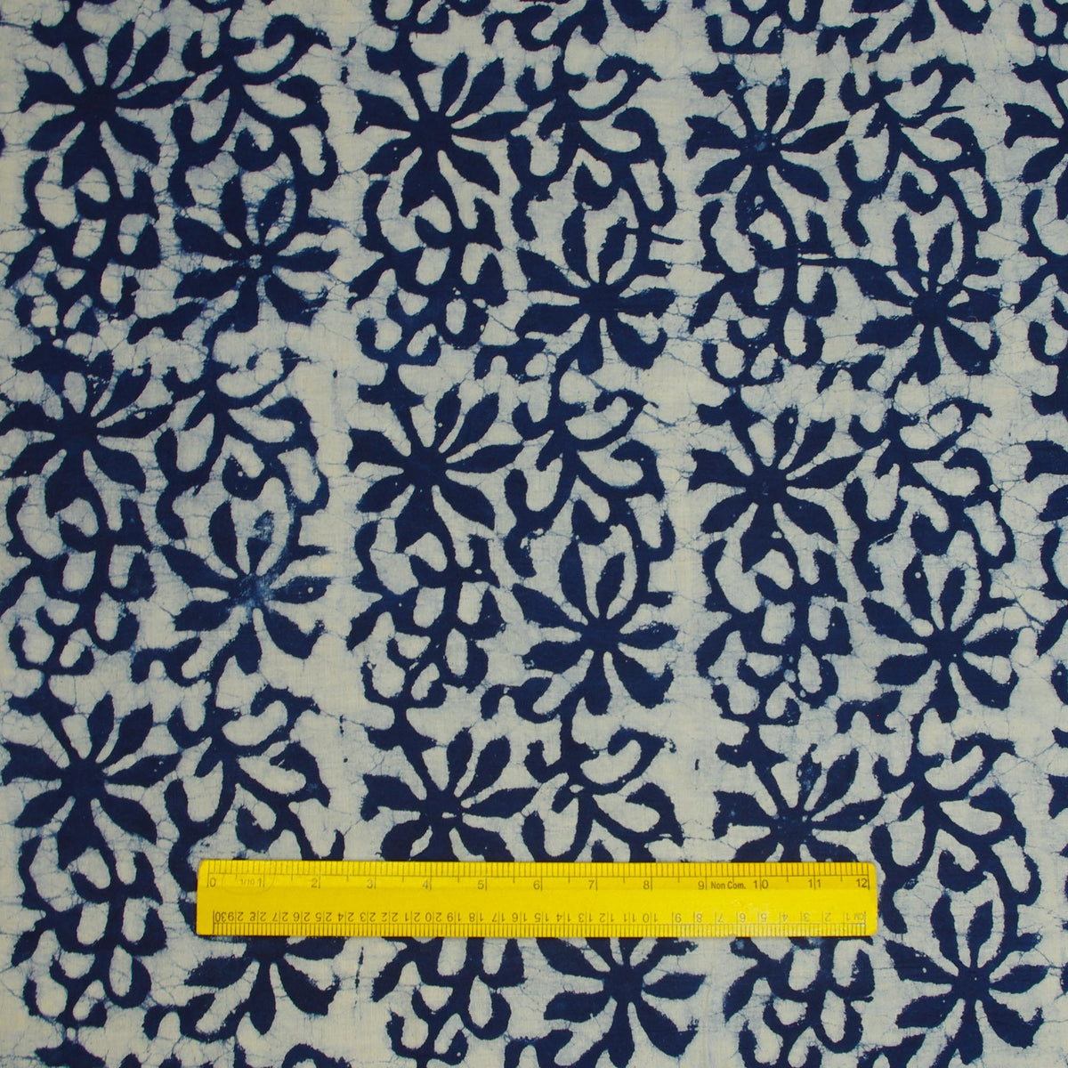 Hand Block Printed Dabu Natural Indigo Floral Pattern 100% Cotton Fabric Design 327