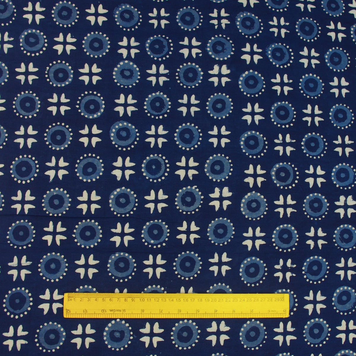 Hand Block Printed Dabu Natural Indigo Abstract Pattern 100% Cotton Fabric Design 328