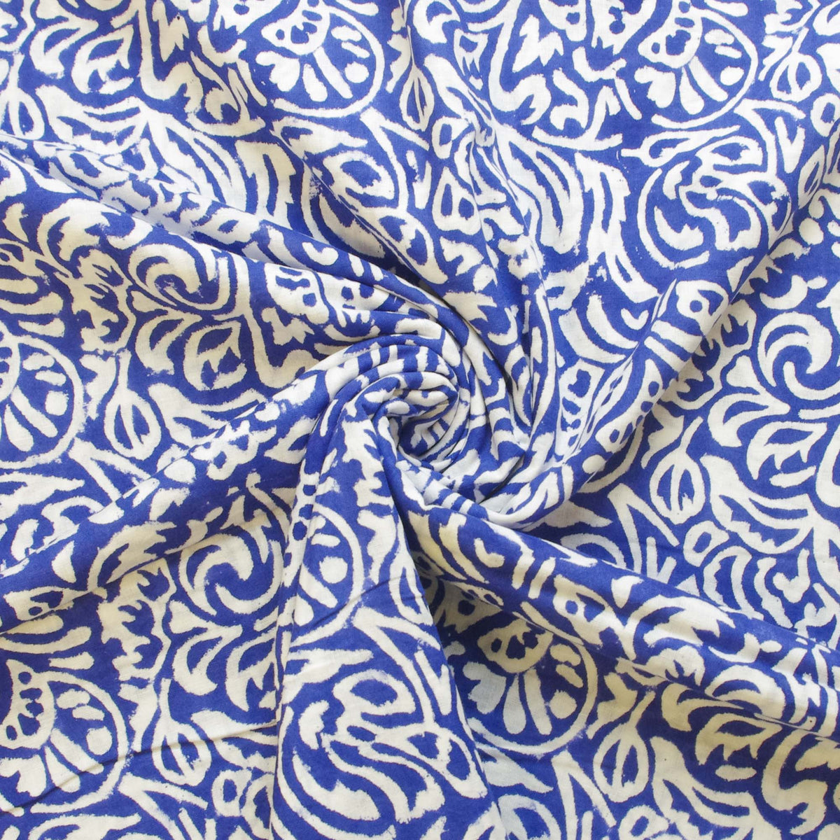 Indian Hand Block 100% Cotton Royal Blue Paisley Women Dress Fabric Design 333