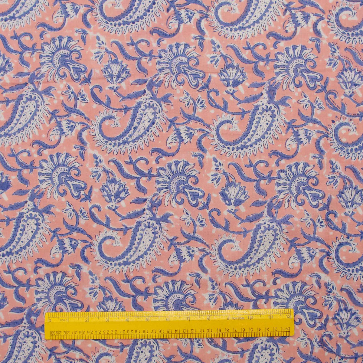 Indian Hand Block Print Light Coral Pink Floral 100% Baumwolle Damen Kleid Stoffdesign 33