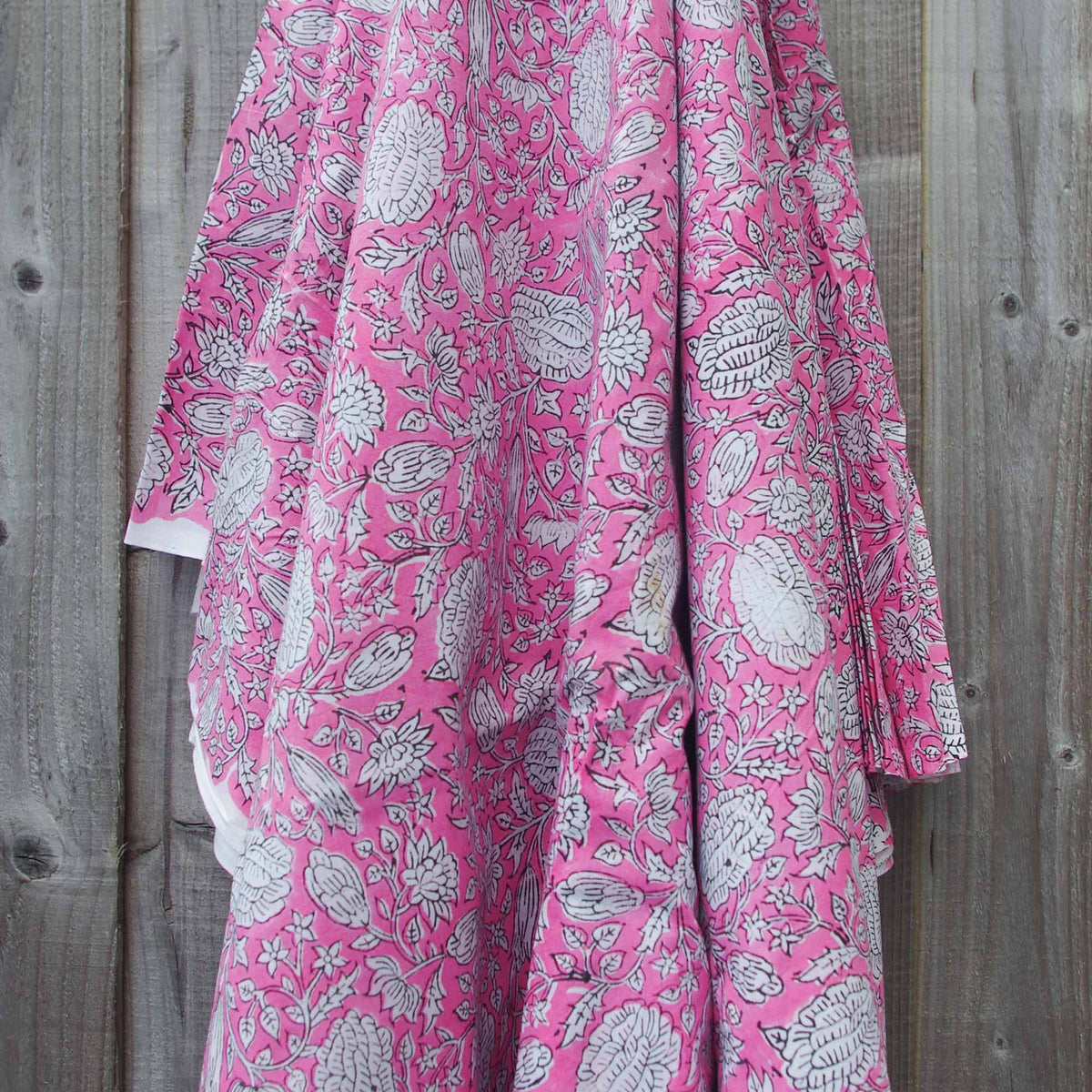 Indian Hand Block Print Pink Floral 100% Cotton Fabric Design 356