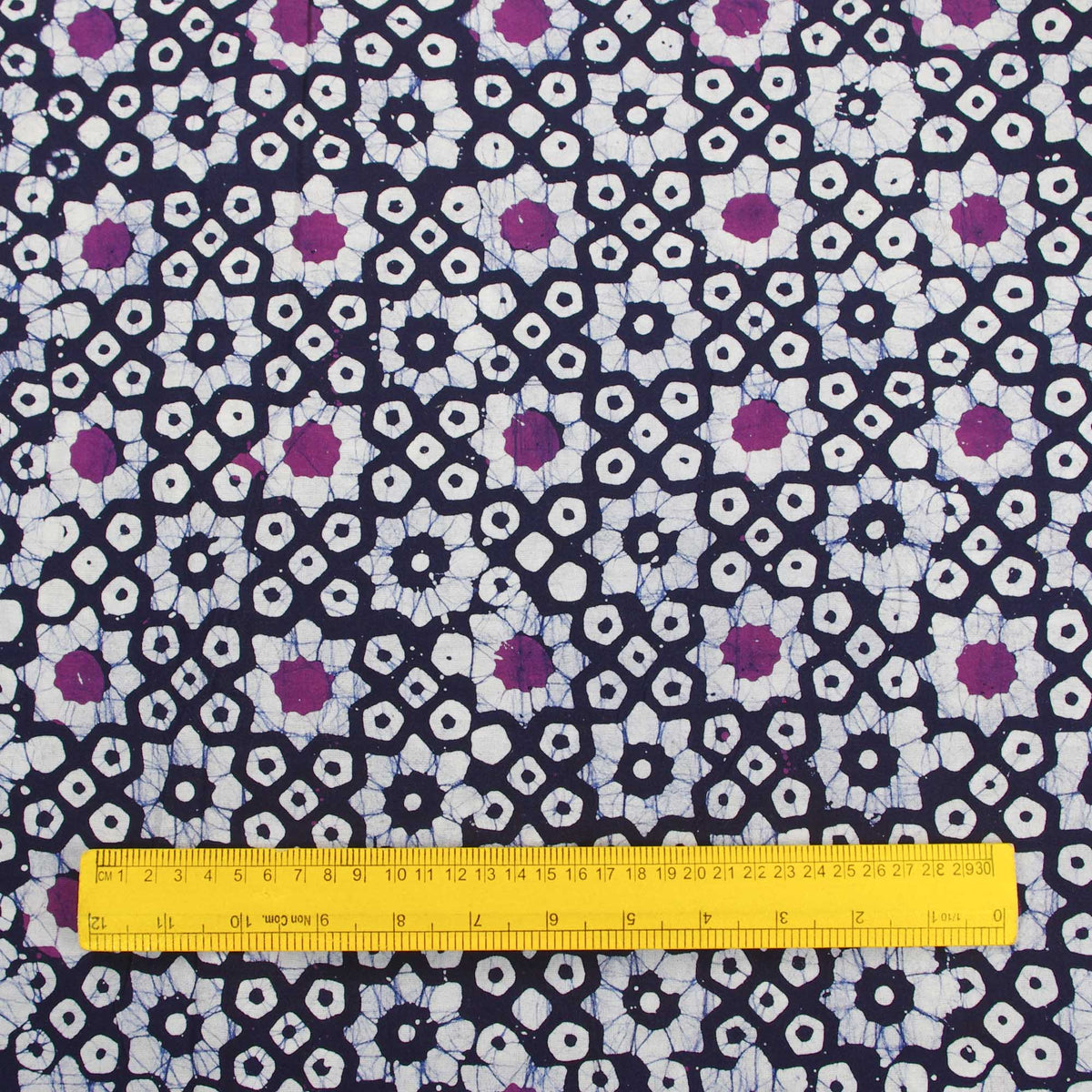 Batik Hand Printed Pure Cotton Fabric - Abstract Indigo Blue Purple