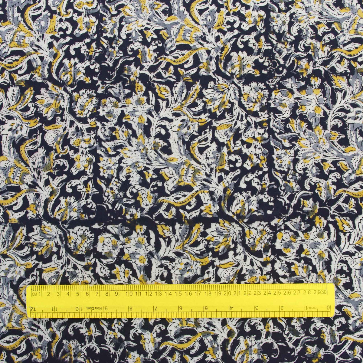 Kalamkari Black Hand Block Printed Upholstery Fabric -Design 415
