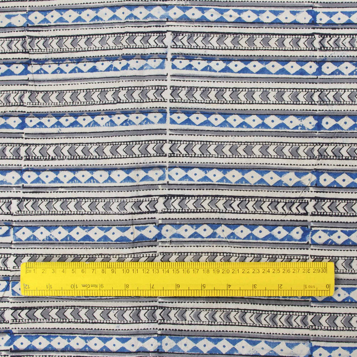 Kalamkari Grey Arrows & Diamonds Hand Block Printed Upholstery Fabric -Design 417