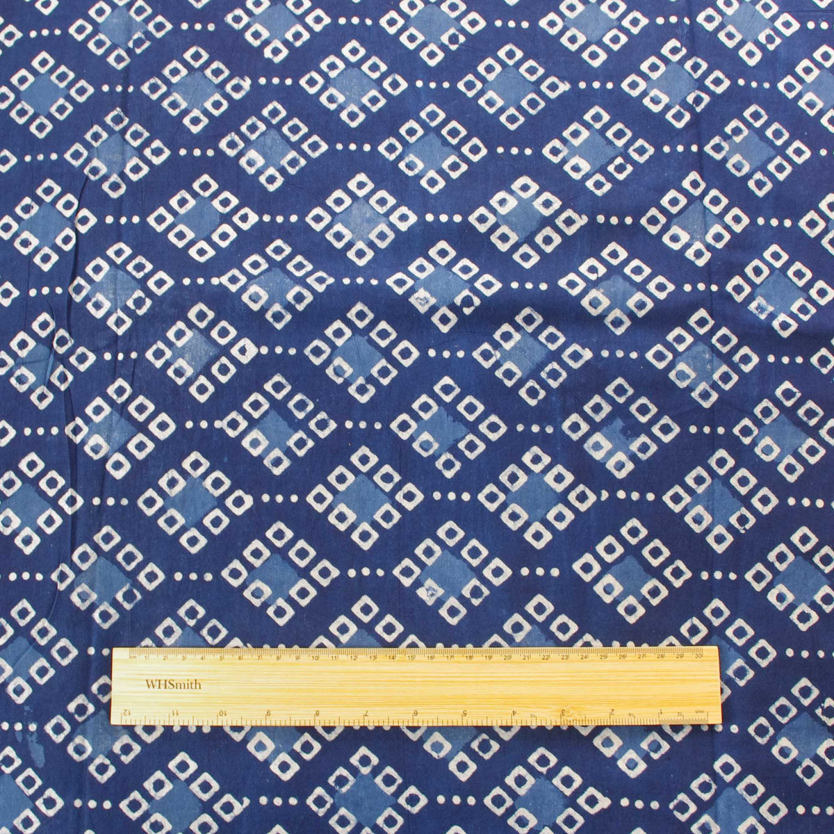 Hand Block Printed Dabu Natural Indigo Bandhani Dots 100% Cotton Fabric Design 422
