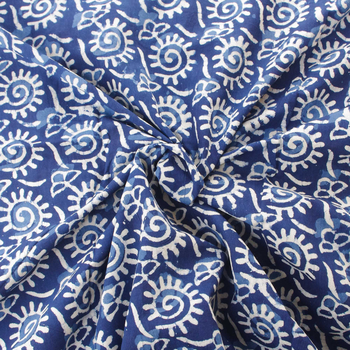 Indian Fabric Indigo Blue Cotton Fabric Hand Block Printed Cotton