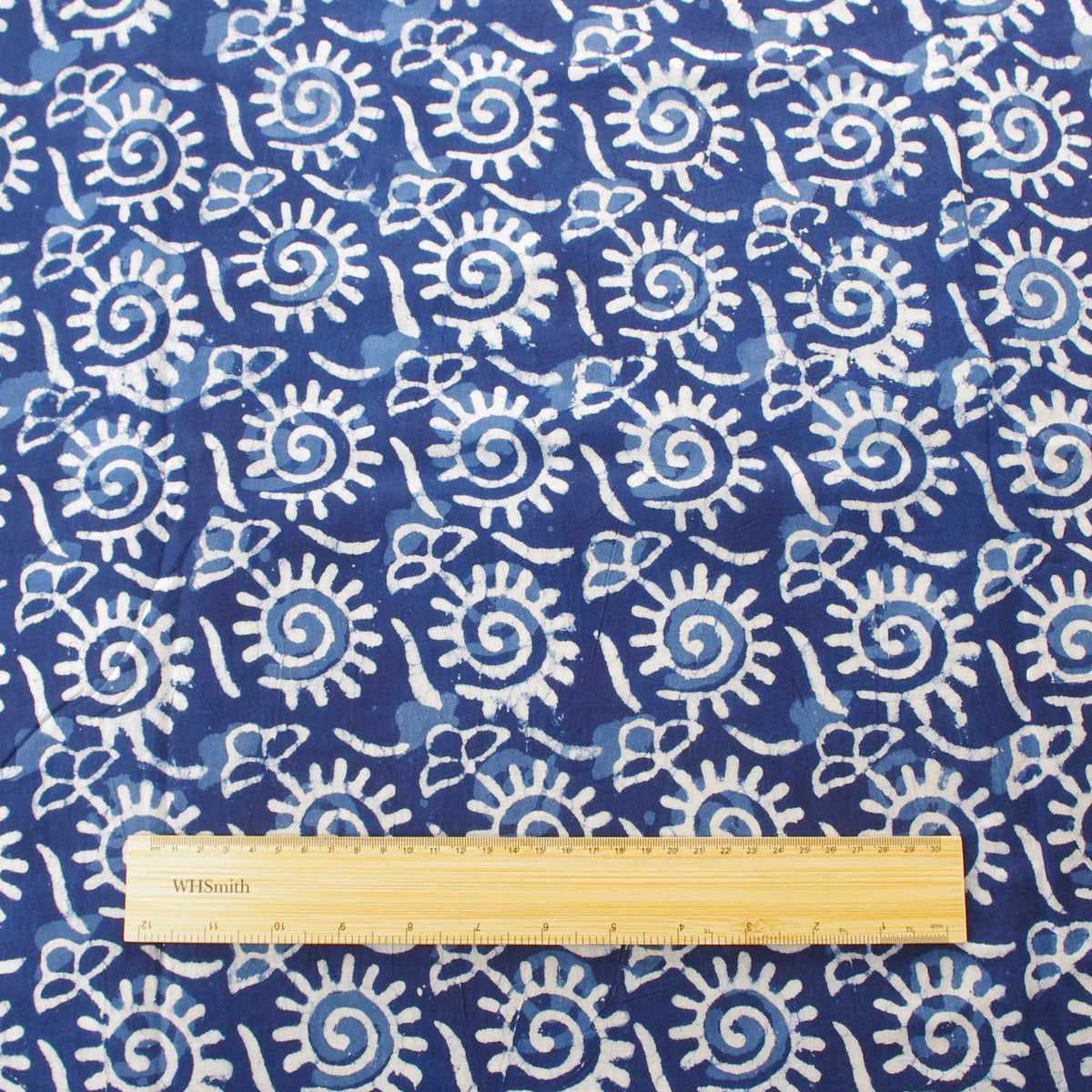 Hand Block Printed Dabu Natural Indigo Sun Pattern100% Cotton Fabric Design 424