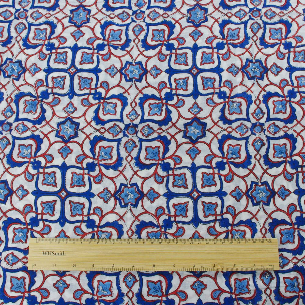 Indian Hand Block 100% Cotton Blue Brown Abstract Women Dress Fabric Design 426