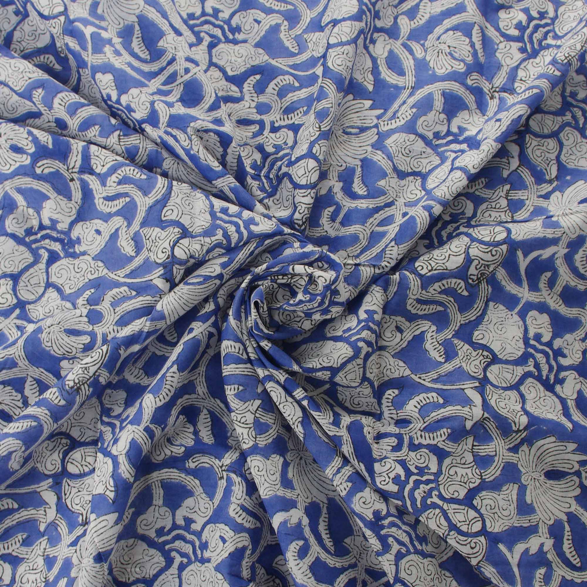 Indian Hand Block 100% Cotton Purplish-Blue Floral Women Dress Fabric Design 427