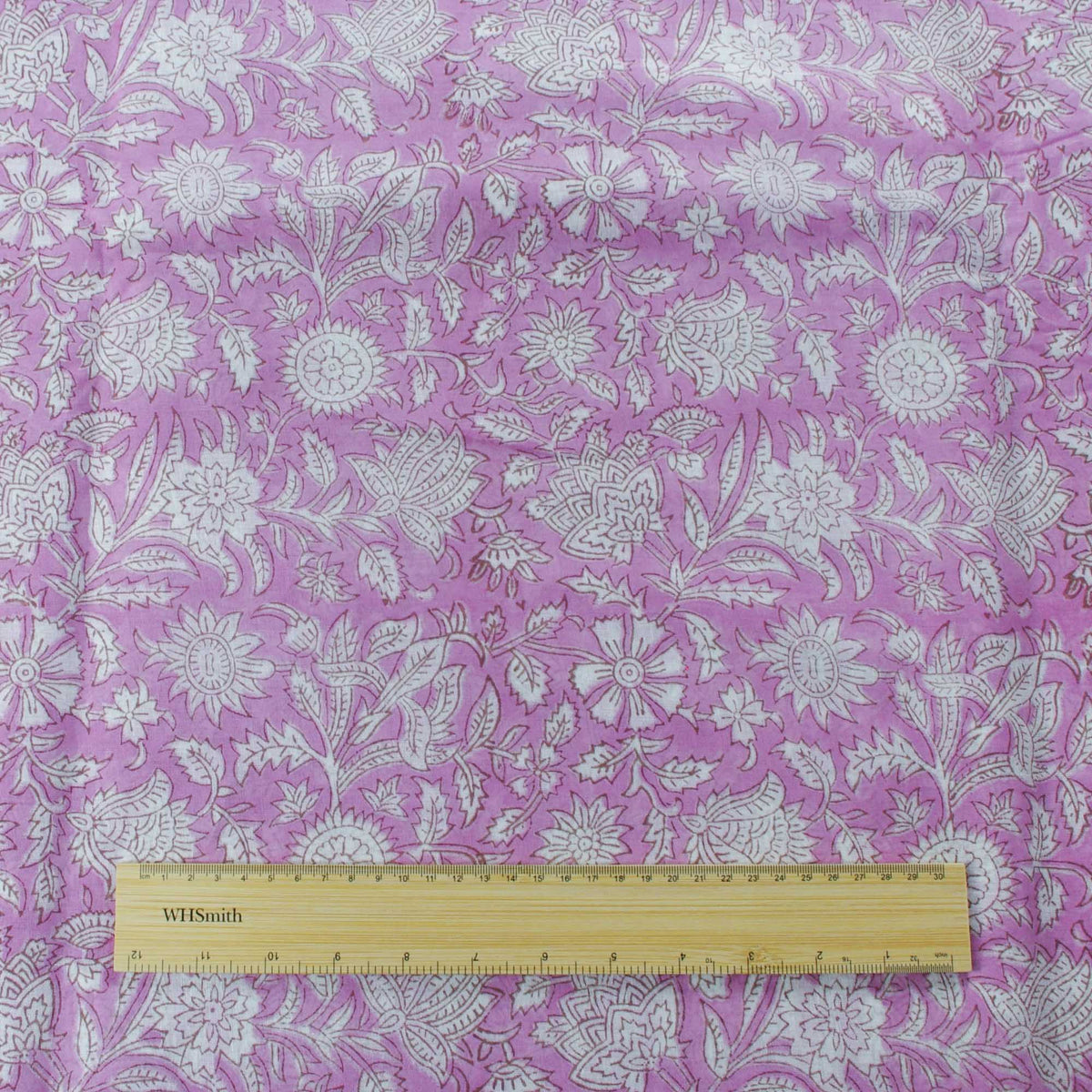 Indian Hand Block Print Voile Light Pink Floral 100% Cotton Fabric Design 430