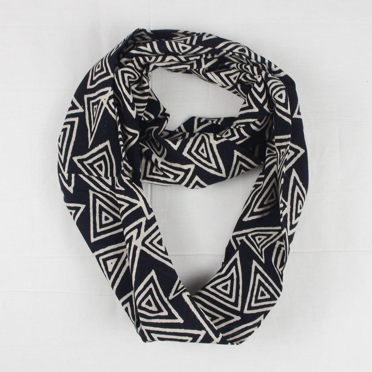Infinity Scarf In Black Triangles Pattern