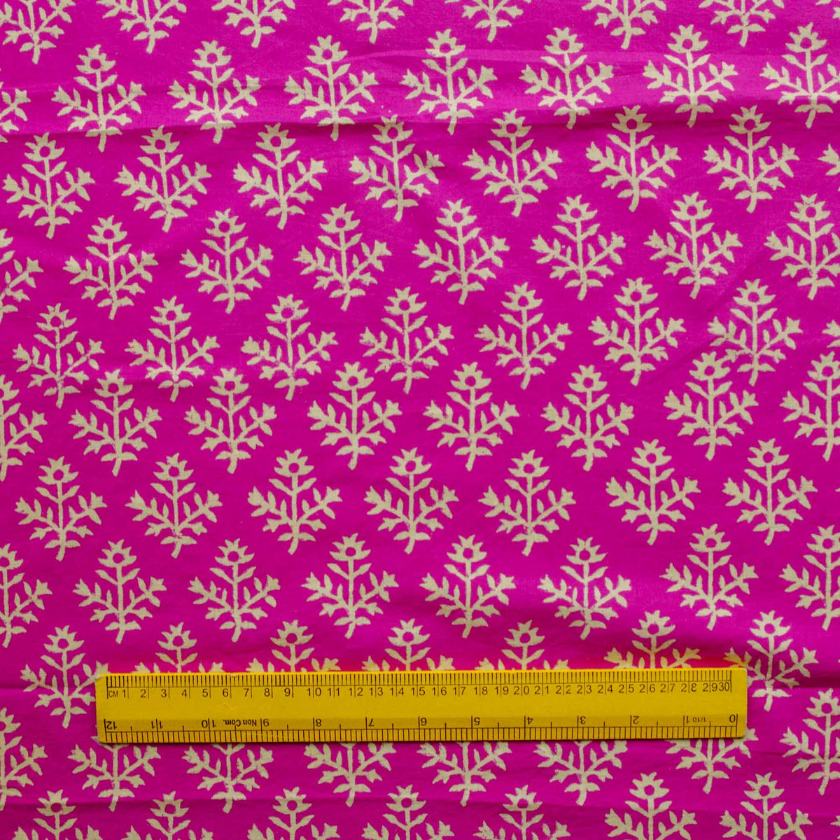 Bagru Indian Block Print Pink Motif Women Dress Fabric Design 252