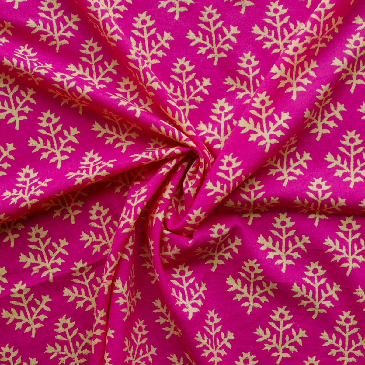 Bagru Indian Block Print Pink Motif Women Dress Fabric Design 252