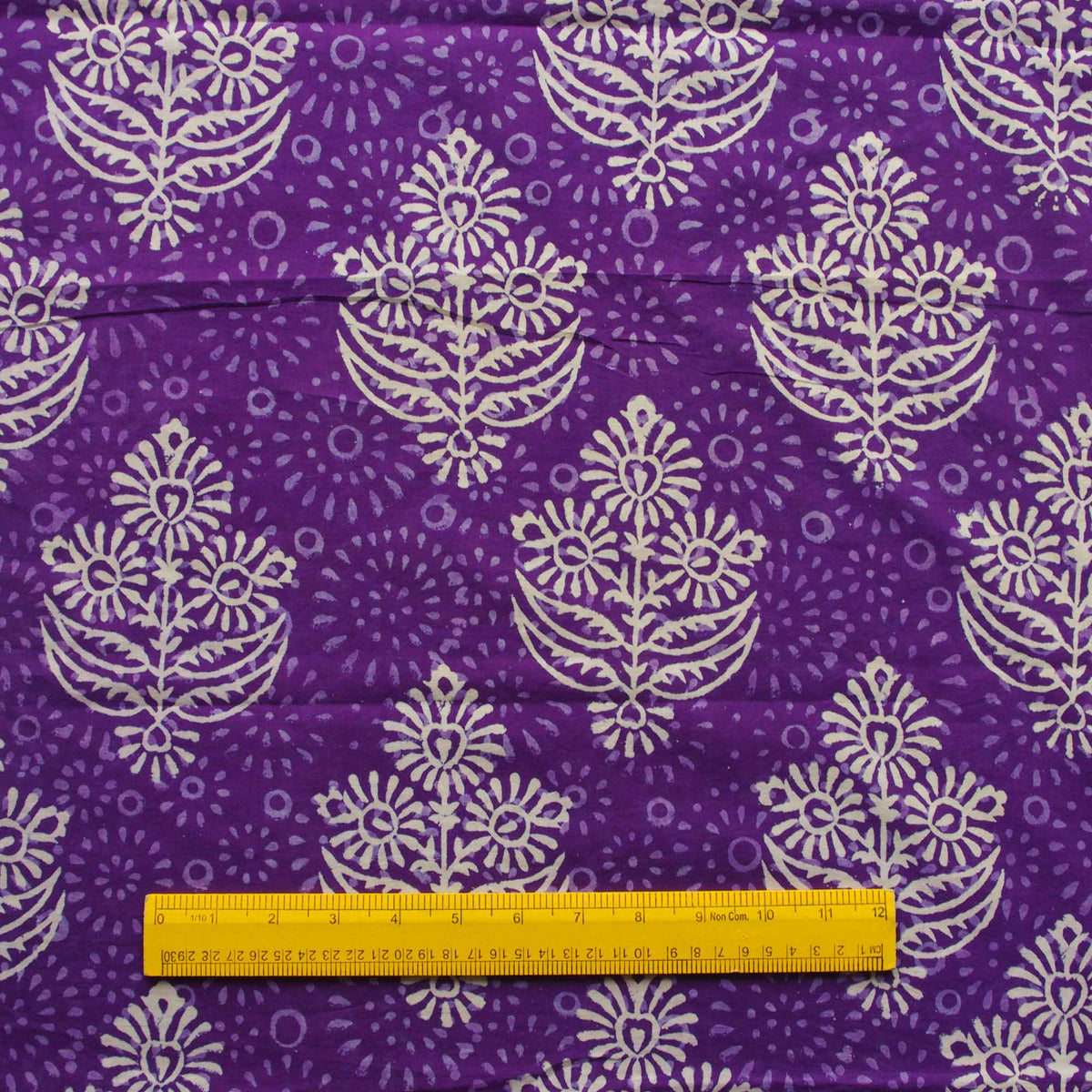Bagru Indian Block Print Purple Motif Women Dress Fabric Design 246
