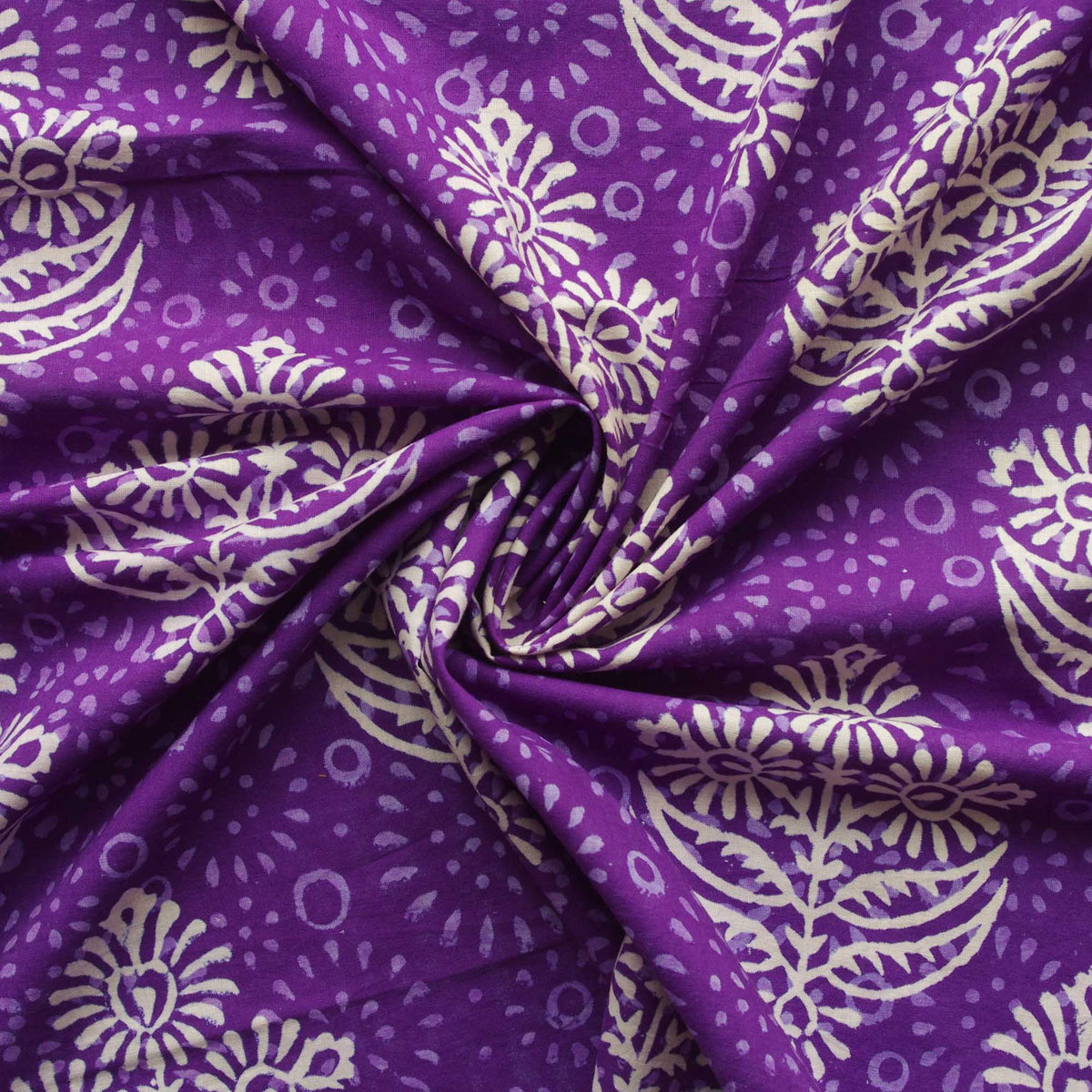 Bagru Indian Block Print Purple Motif Women Dress Fabric Design 246