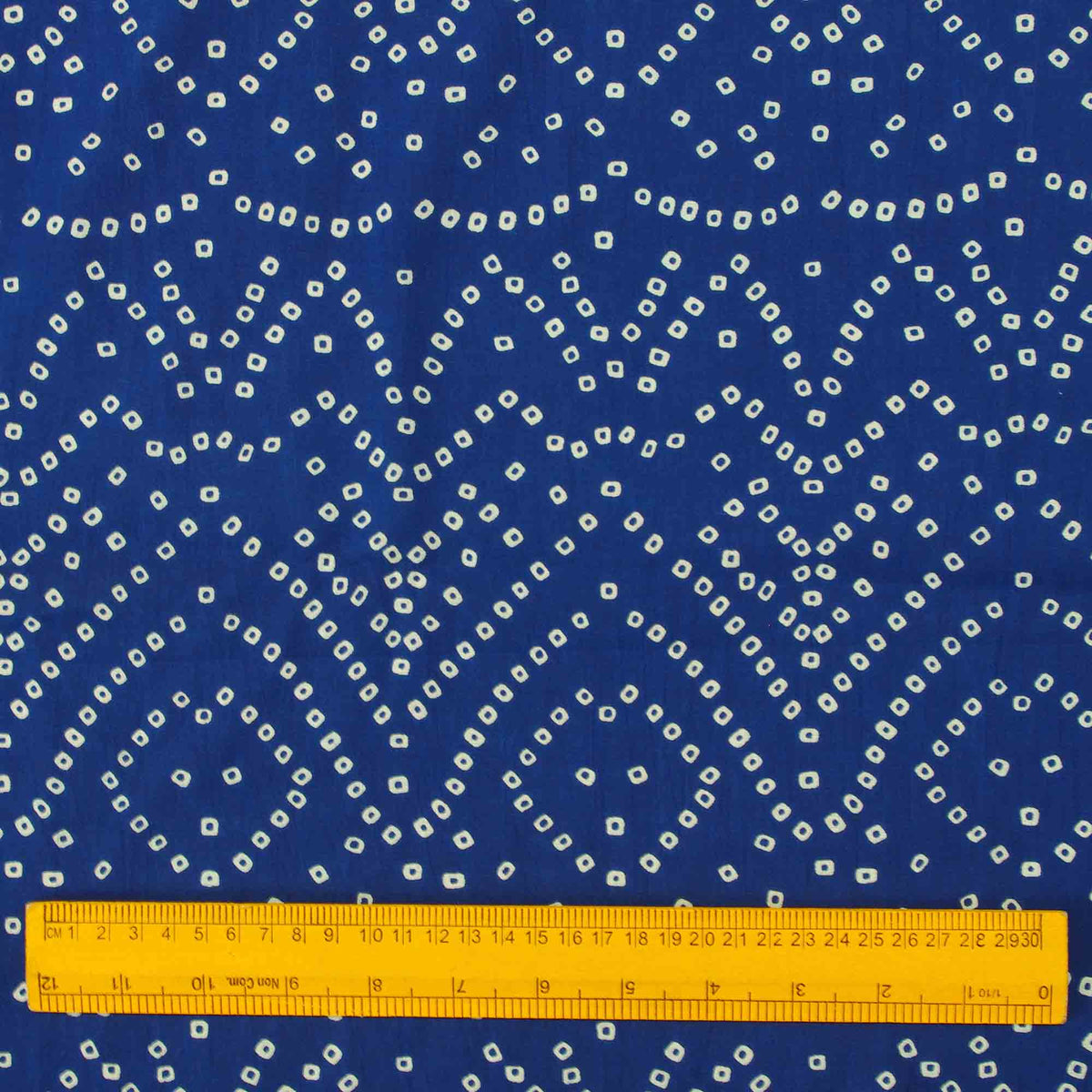 Hand Screen Printed 100% Cotton Royal Blue Bandhani Women Dress Fabric Design 178
